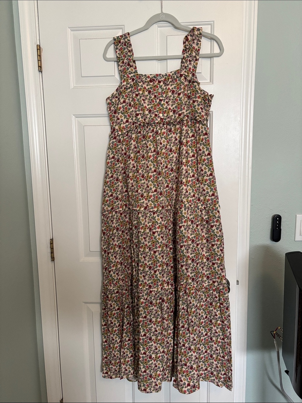 Nom Maternity Cream Maxi Dress with Pink & Green Floral Print